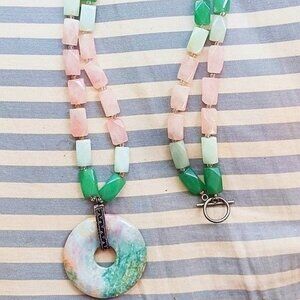 Rose Quartz + Jade Necklace